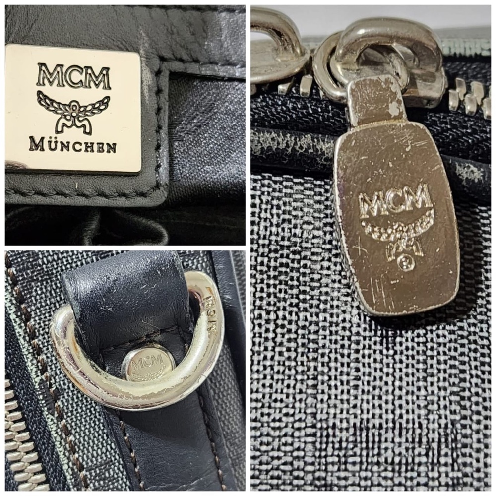 Authentic MCM Visetos Laptop Bag Grey/Black - Picture 7 of 14